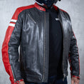 Load image into Gallery viewer, Biker Torque Segura Segura Romeo Mens Leather Motorcycle Jacket - Black / Red