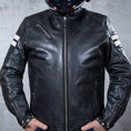 Load image into Gallery viewer, Biker Torque Segura Segura Romeo Mens Leather Motorcycle Jacket - Black / White