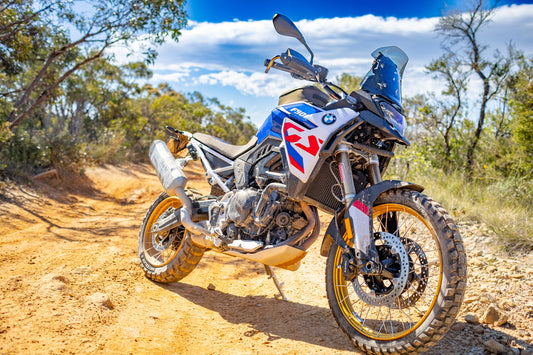 BMW F900GS on a very bumpy dirt road
