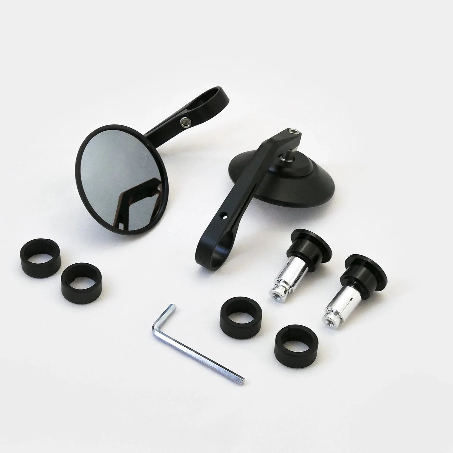 TEC Black clamp-on CNC round bar end mirrors for Royal Enfield Meteor 350 / Classic / Hunter 350