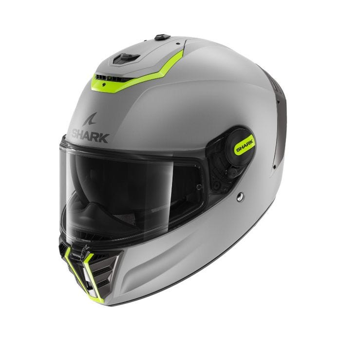 SHARK SPARTAN RS BLANK SP MATTE SILVER/YELLOW HELMET