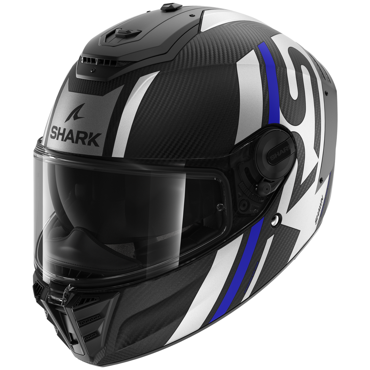 SHARK SPARTAN RS CARBON SHAWN BLUE/SILVER HELMET