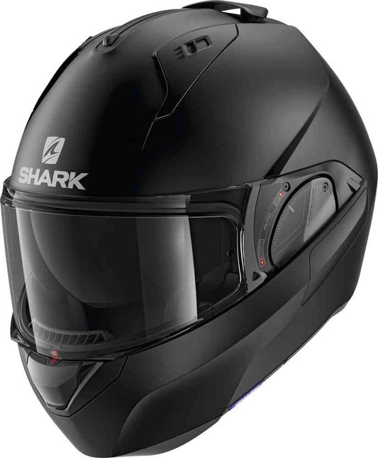 SHARK EVO ES BLANK MATTE BLACK FLIP UP MODULAR HELMET - KING SIZE (XXL)