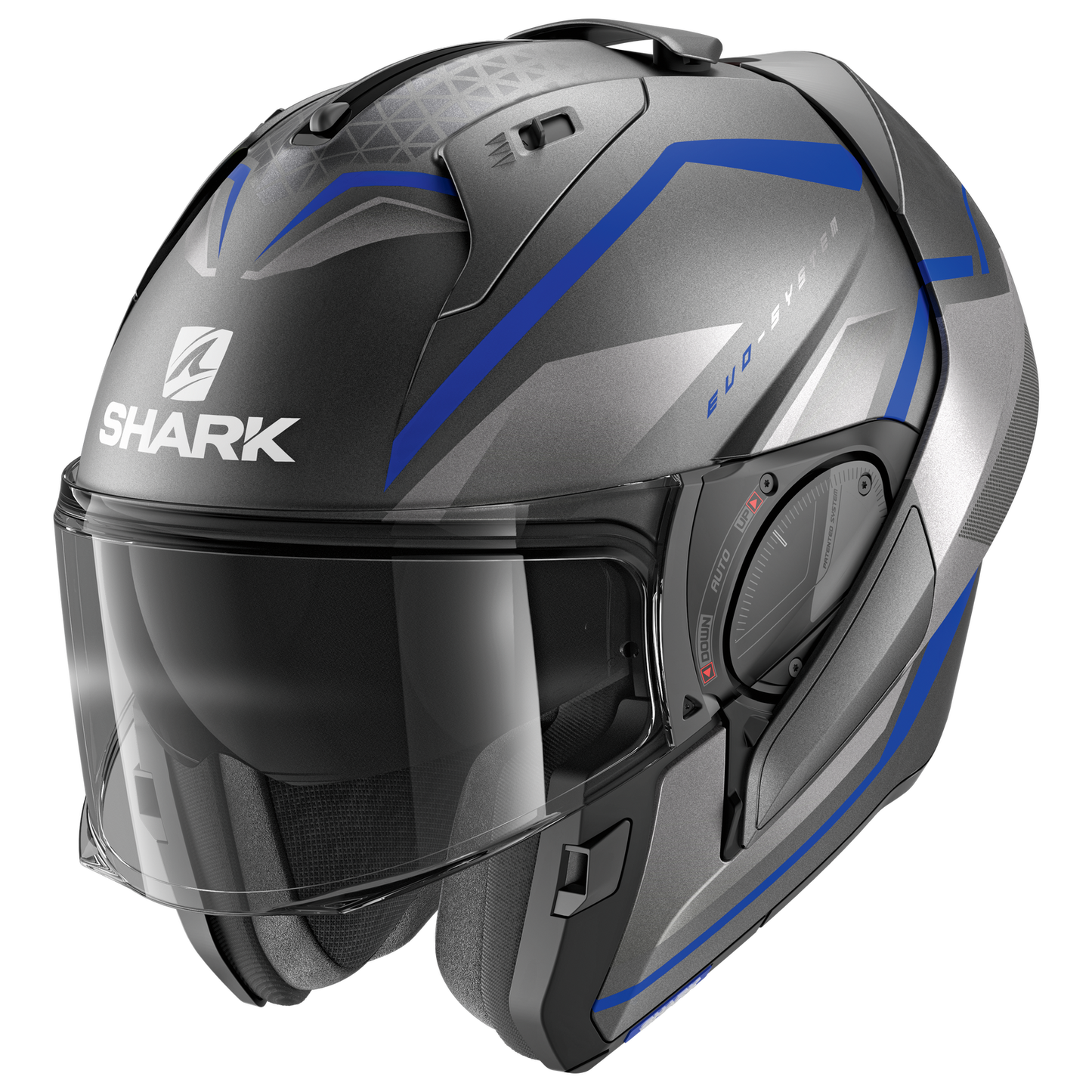 SHARK EVO ES YARI MATTE ANTHRACITE/BLUE/SILVER MODULAR HELMET