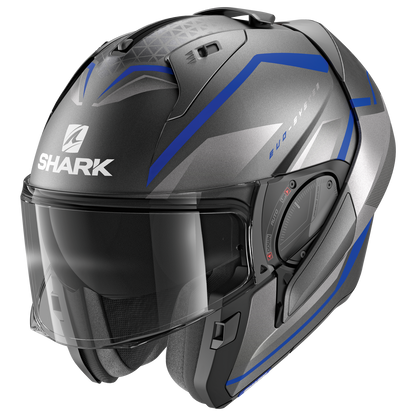 SHARK EVO ES YARI MATTE ANTHRACITE/BLUE/SILVER MODULAR HELMET