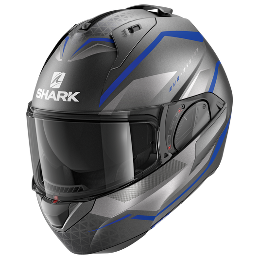 SHARK EVO ES YARI MATTE ANTHRACITE/BLUE/SILVER MODULAR HELMET