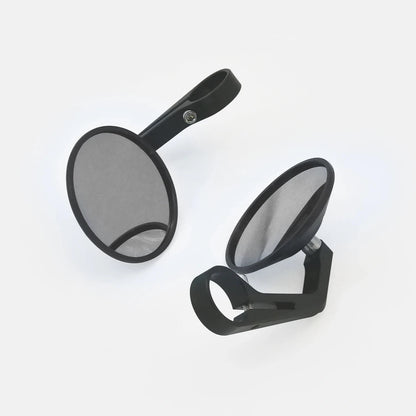 TEC Black clamp-on CNC round bar end mirrors for Royal Enfield Meteor 350 / Classic / Hunter 350