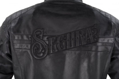 SEGURA STRIPE LEATHER MOTORCYCLE JACKET BLACK EDITION - CE Level AAA Rated