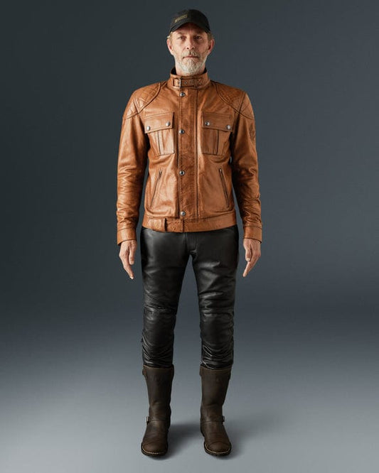 Belstaff Belstaff BELSTAFF BROOKLANDS LEATHER MOTORCYCLE JACKET - BURNT CUERO