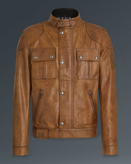 Belstaff Belstaff BELSTAFF BROOKLANDS LEATHER MOTORCYCLE JACKET - BURNT CUERO