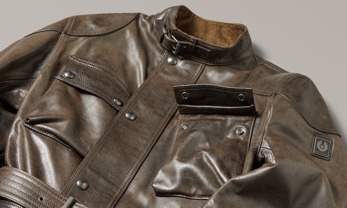 Belstaff Belstaff BELSTAFF TRIALMASTER HAND WAXED LEATHER MOTORCYCLE JACKET - DARK OLIVE