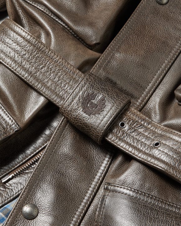 Belstaff Belstaff BELSTAFF TRIALMASTER HAND WAXED LEATHER MOTORCYCLE JACKET - DARK OLIVE