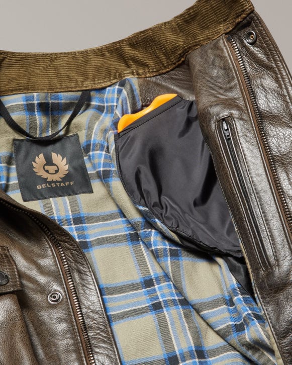 Belstaff Belstaff BELSTAFF TRIALMASTER HAND WAXED LEATHER MOTORCYCLE JACKET - DARK OLIVE