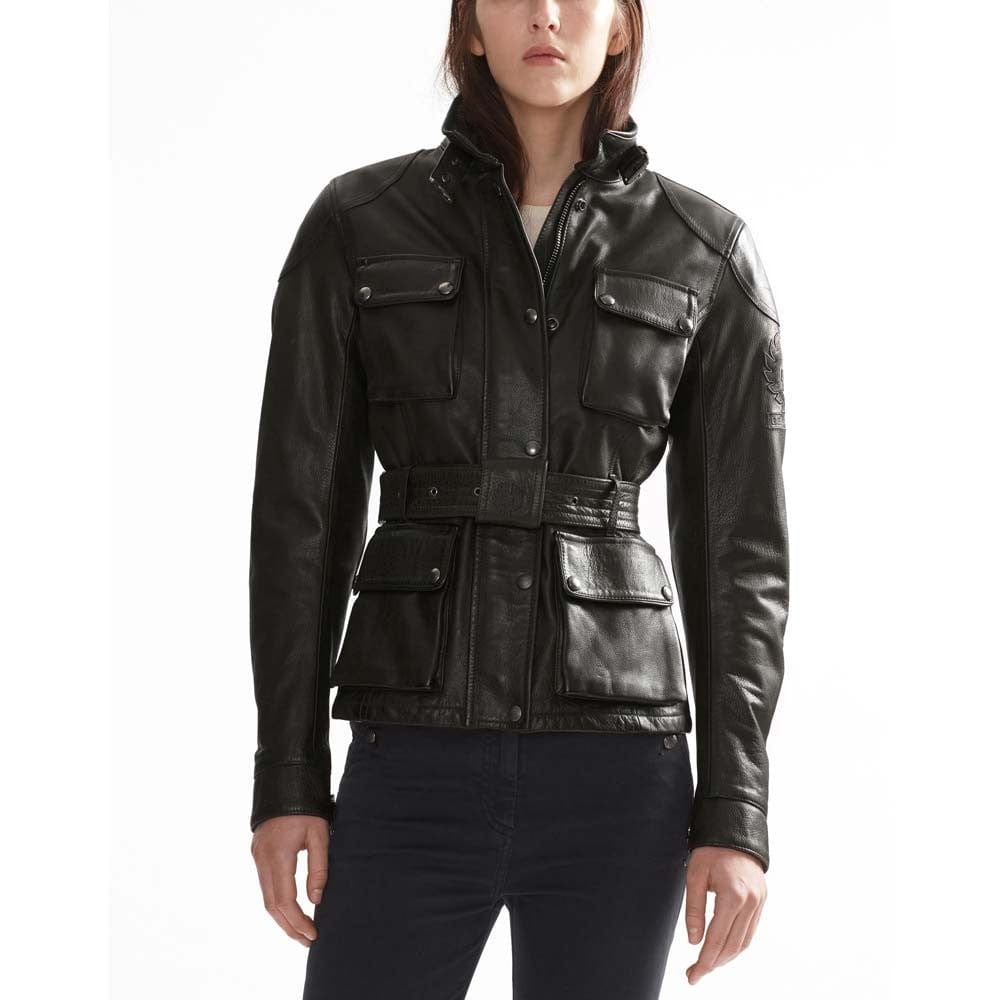 Belstaff Belstaff BELSTAFF TRIALMASTER PRO WOMEN LEATHER MOTORCYCLE JACKET - ANTIQUE BLACK