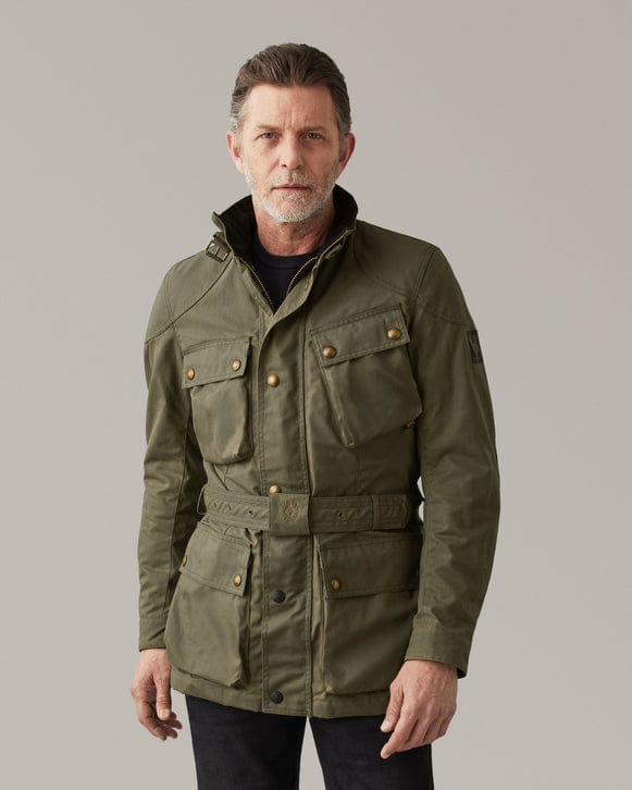 Belstaff Belstaff BELSTAFF TRIALMASTER ULTRACORE WAX COTTON MOTORCYCLE JACKET - OLIVE