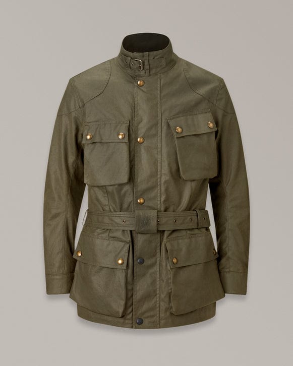 Belstaff Belstaff BELSTAFF TRIALMASTER ULTRACORE WAX COTTON MOTORCYCLE JACKET - OLIVE