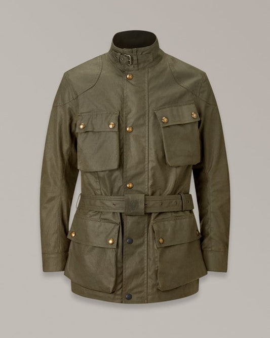 Belstaff Belstaff BELSTAFF TRIALMASTER ULTRACORE WAX COTTON MOTORCYCLE JACKET - OLIVE