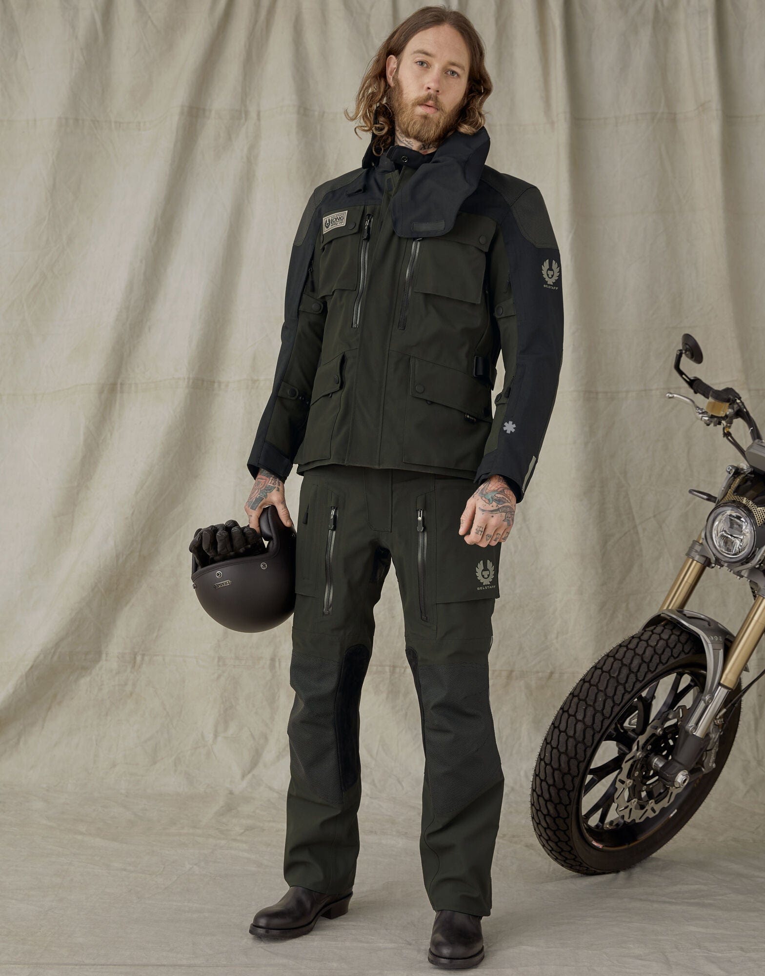 Belstaff Belstaff Small BELSTAFF LONG WAY UP GORE-TEX PRO MOTORCYCLE JACKET - OLIVE