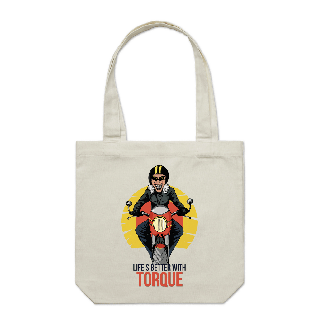 Biker Torque Accessories Cream Lifes Better With Torque Full Tote Bag