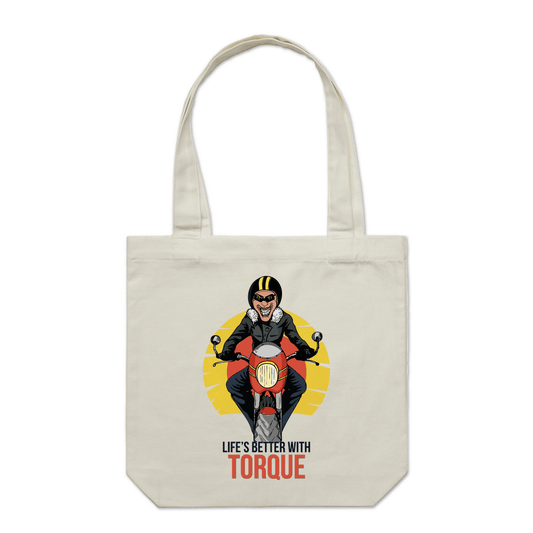 Biker Torque Accessories Cream Lifes Better With Torque Full Tote Bag