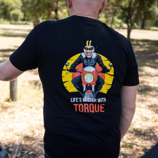 Biker Torque Apparel Life's Better with Torque - Full Colour Tee on Dark Navy