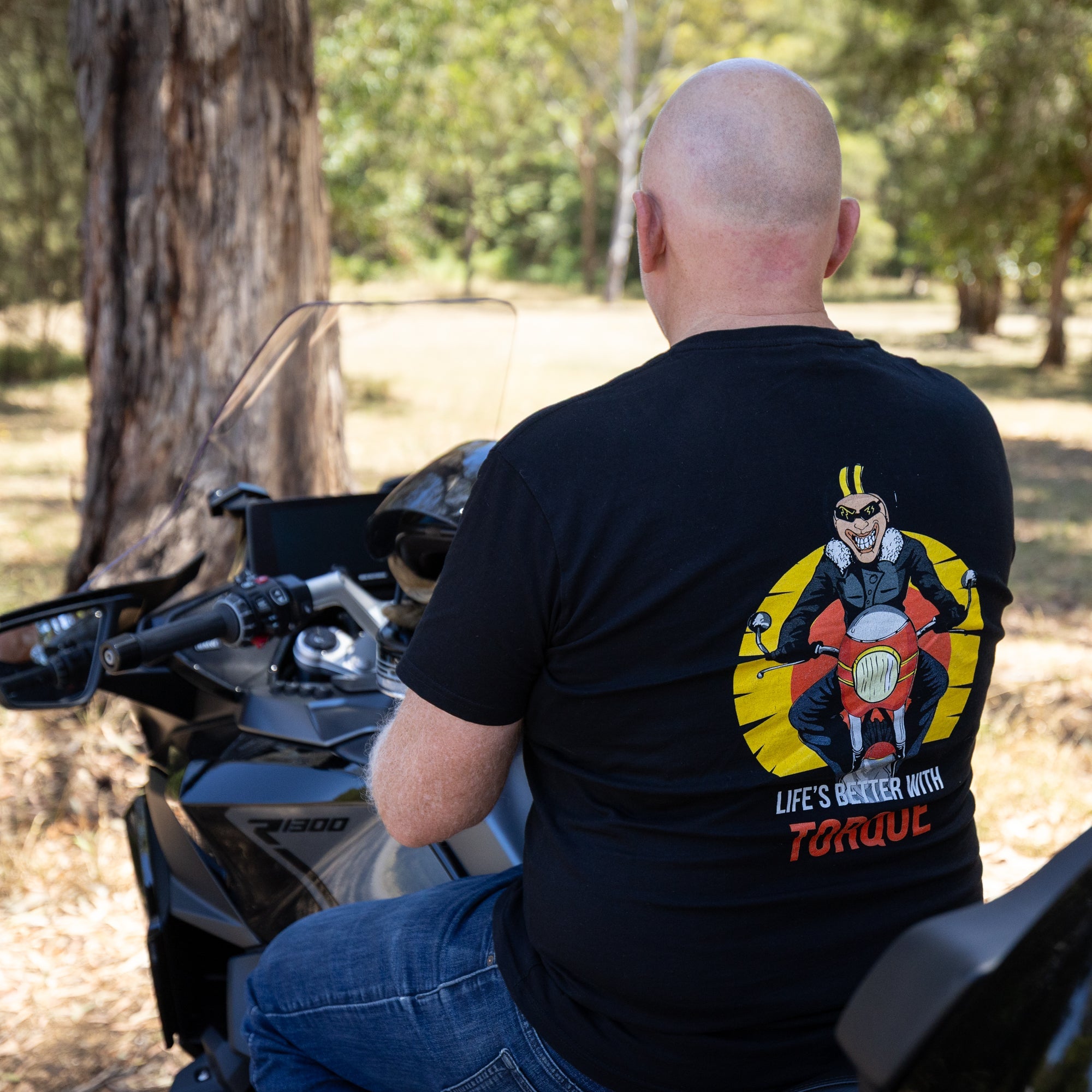 Biker Torque Apparel Life's Better with Torque - Full Colour Tee on Dark Navy