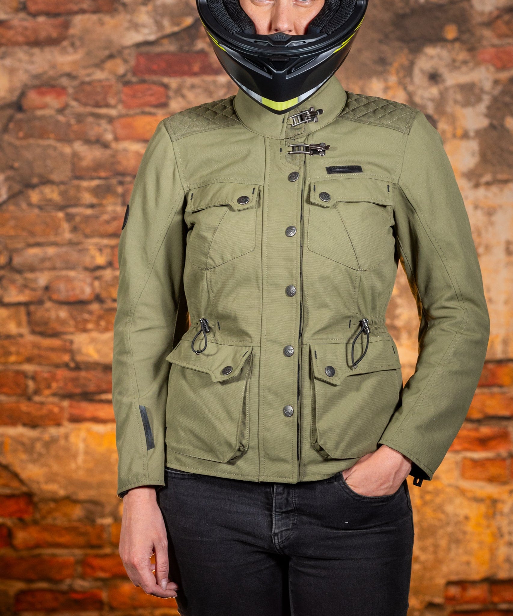Biker Torque Australia Brand: Ixon Medium IXON EXHAUST WOMENS TEXTILE JACKET - KHAKI