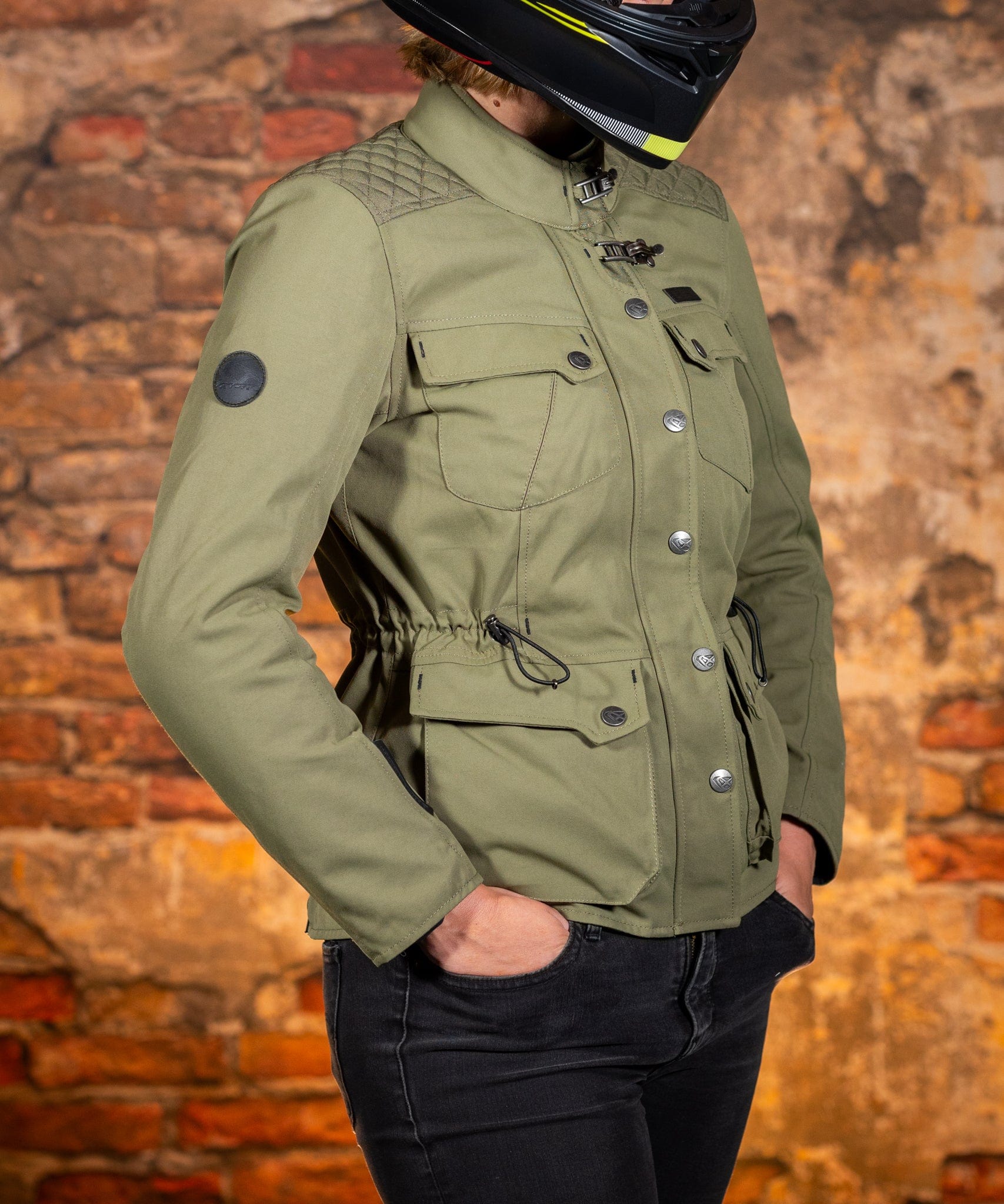 Biker Torque Australia Brand: Ixon Medium IXON EXHAUST WOMENS TEXTILE JACKET - KHAKI