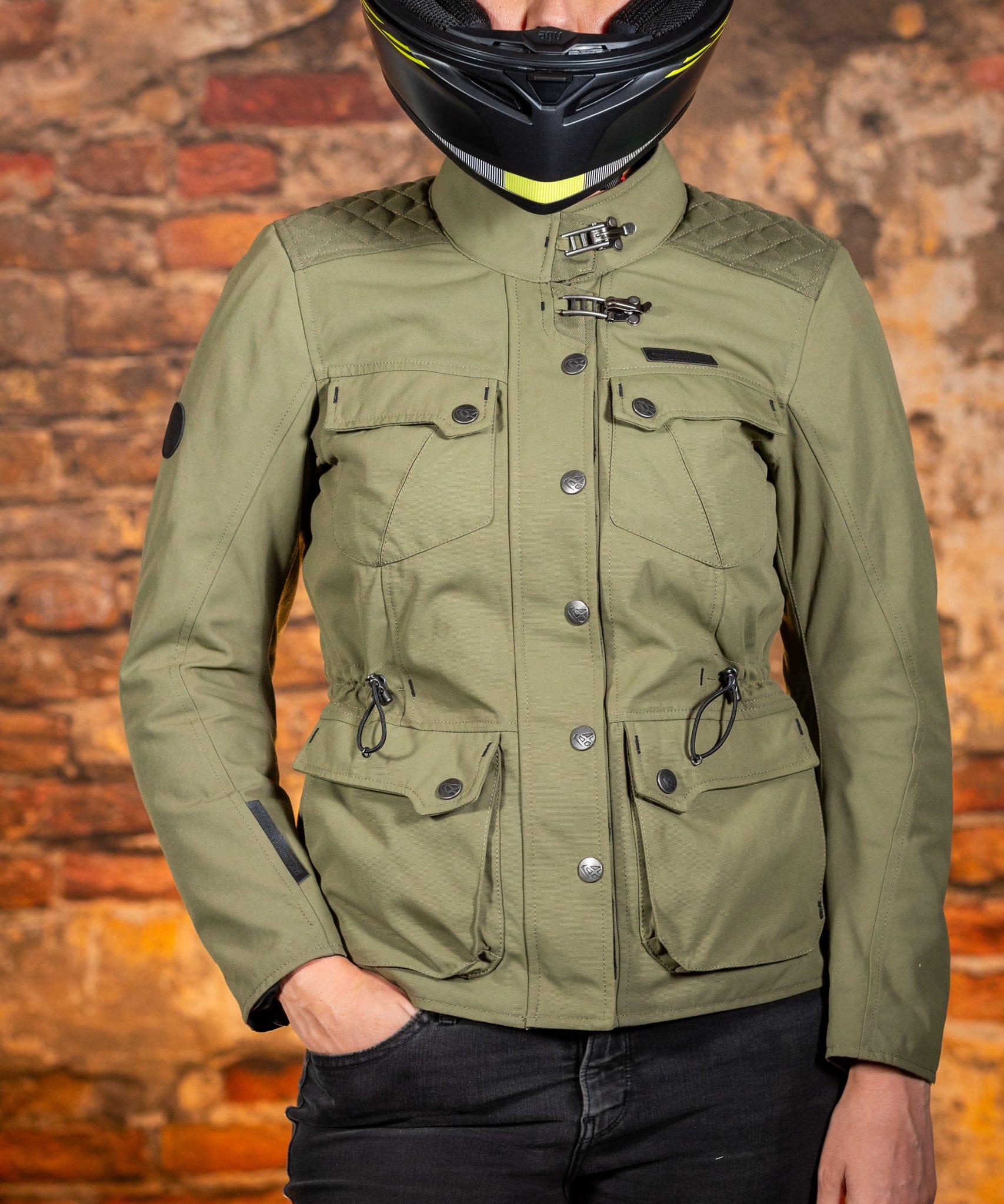 Biker Torque Australia Brand: Ixon Medium IXON EXHAUST WOMENS TEXTILE JACKET - KHAKI