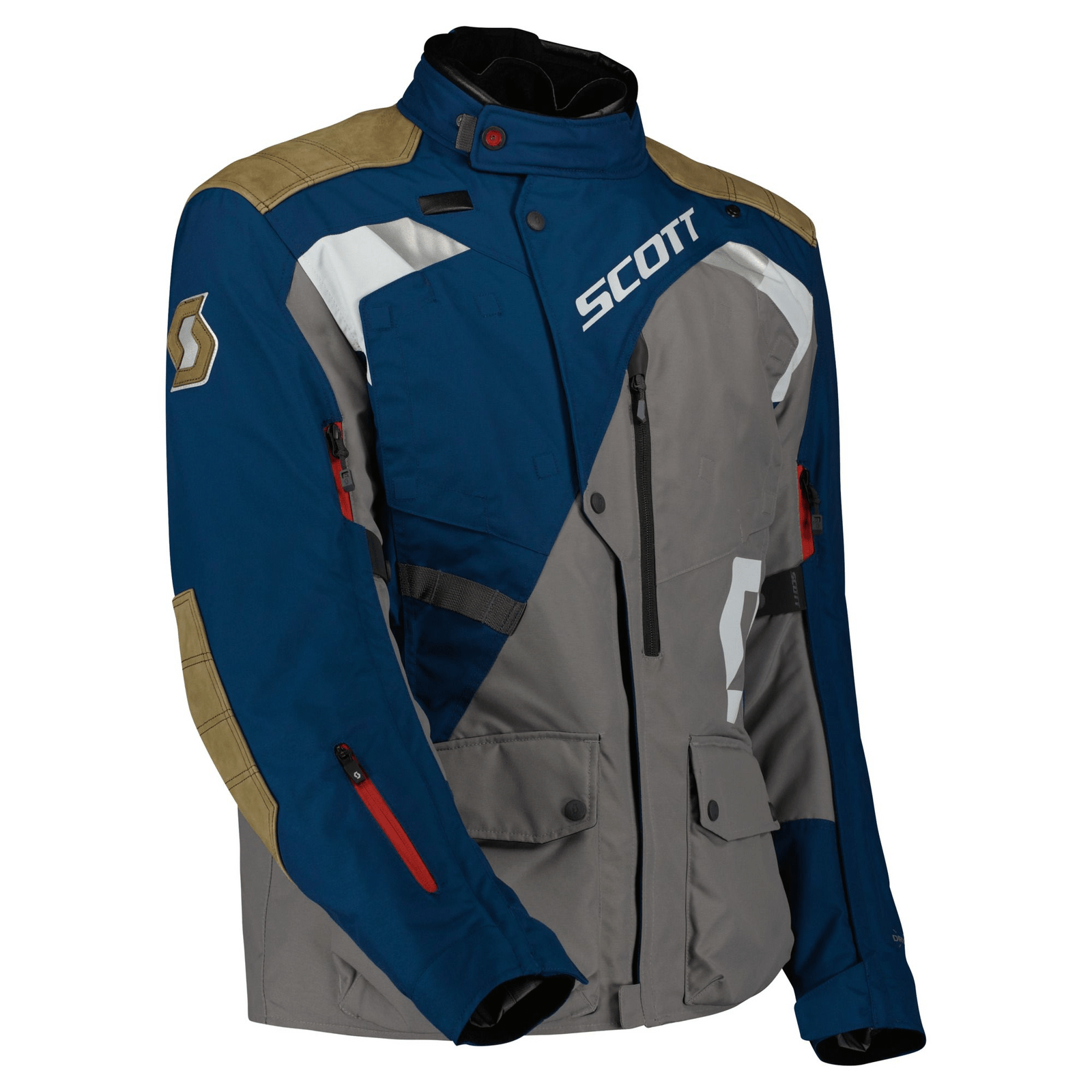 Biker Torque Australia Brand: Scott SCOTT DUALRAID DRYO BLUE/TITANIUM GREY WATERPROOF ADVENTURE TEXTILE JACKET