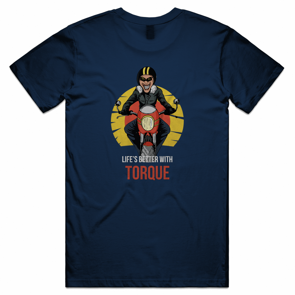 Biker Torque Life's Better with Torque - Full Colour Tee on Dark Navy