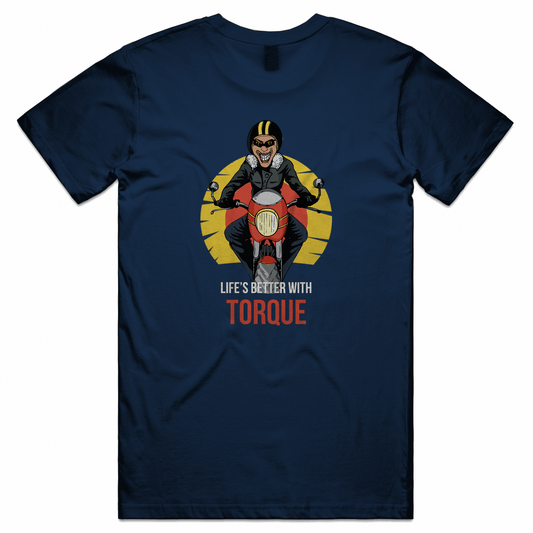 Biker Torque Life's Better with Torque - Full Colour Tee on Dark Navy