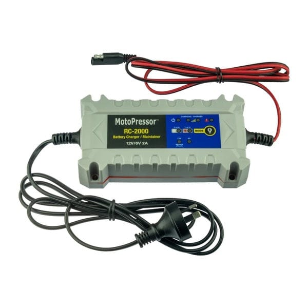Biker Torque MotoPressor RC-2000 Battery Charger and Maintainer - 2000mA