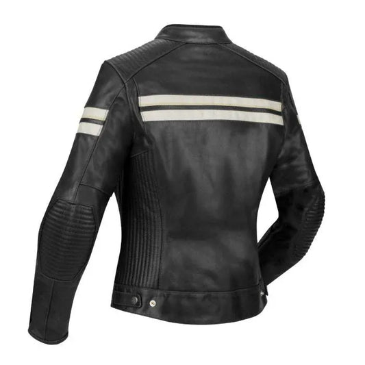 Biker Torque Segura Segura Romeo Ladies Leather Motorcycle Jacket - Black / White