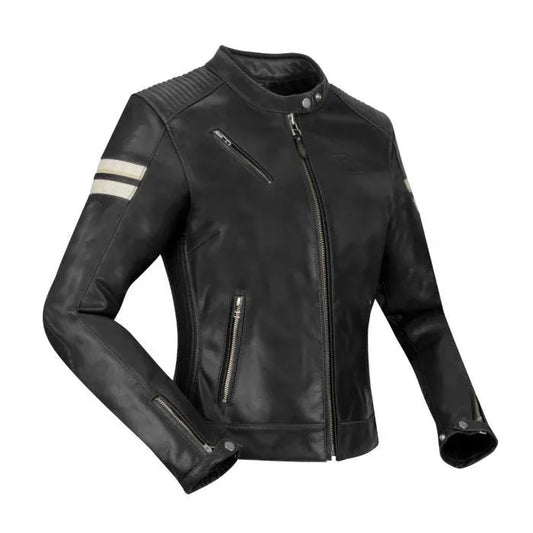 Biker Torque Segura Segura Romeo Ladies Leather Motorcycle Jacket - Black / White