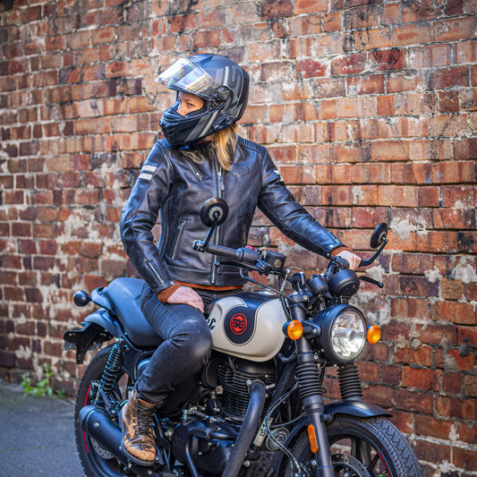 Biker Torque Segura Segura Romeo Ladies Leather Motorcycle Jacket - Black / White