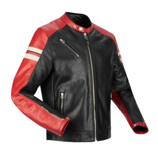 Biker Torque Segura Segura Romeo Mens Leather Motorcycle Jacket - Black / Red