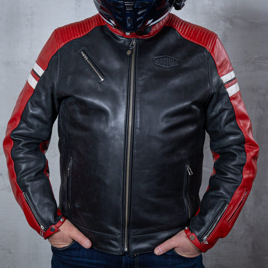 Biker Torque Segura Segura Romeo Mens Leather Motorcycle Jacket - Black / Red