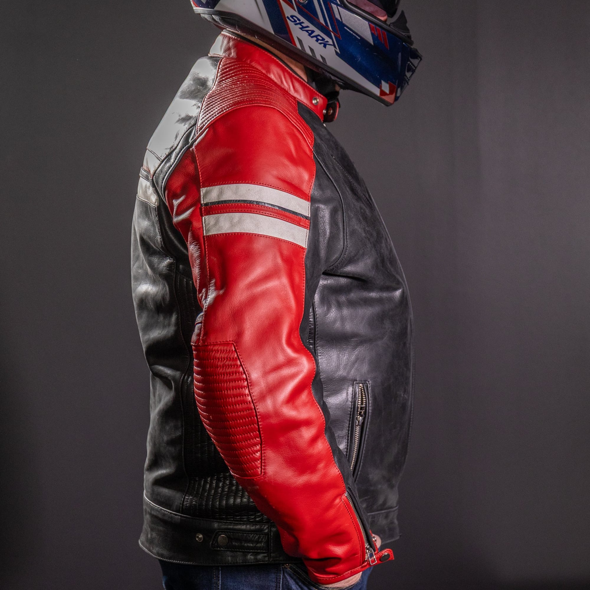 Biker Torque Segura Segura Romeo Mens Leather Motorcycle Jacket - Black / Red