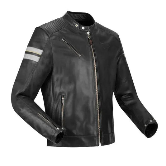 Biker Torque Segura Segura Romeo Mens Leather Motorcycle Jacket - Black / White
