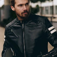 Load image into Gallery viewer, Biker Torque Segura Segura Romeo Mens Leather Motorcycle Jacket - Black / White
