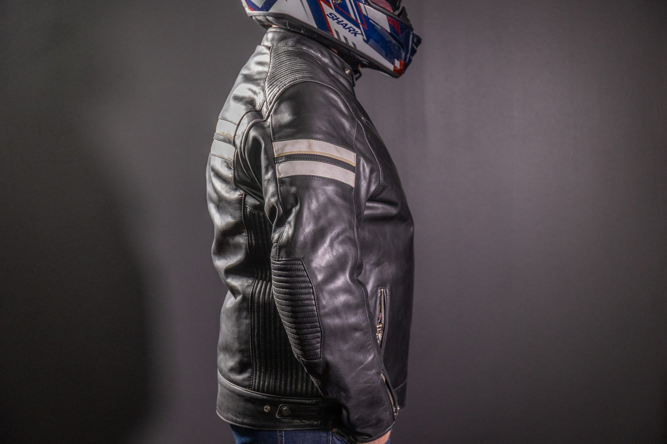 Biker Torque Segura Segura Romeo Mens Leather Motorcycle Jacket - Black / White