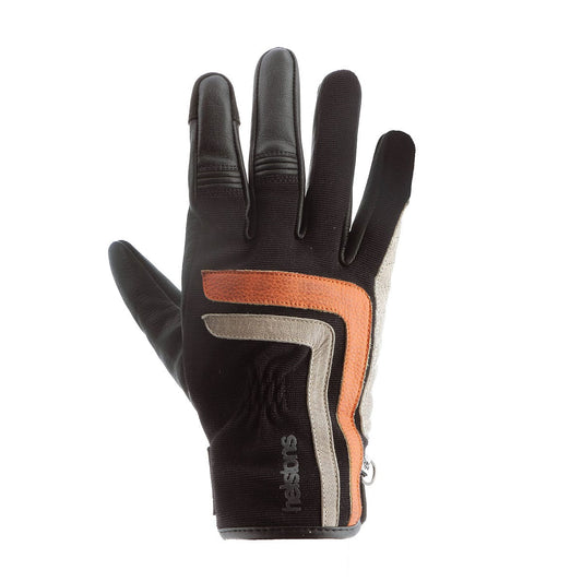 Helstons HELSTONS HELSTONS JEFF SUMMER LEATHER GLOVE 4WAYS BLACK/ORANGE/BEIGE