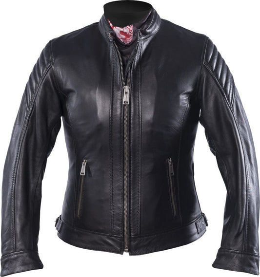 Helstons HELSTONS HELSTONS WOMENS STAR LEATHER MOTORCYCLE JACKET - SOFT BLACK