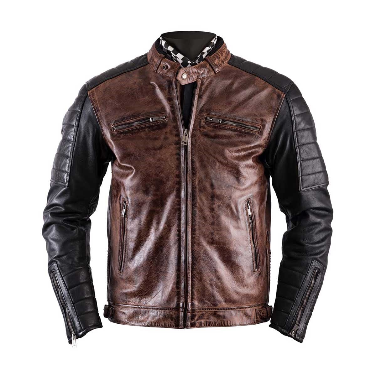 Helstons HELSTONS Small HELSTONS CRUISER LEATHER MOTORCYCLE JACKET - CAMEL/BLACK