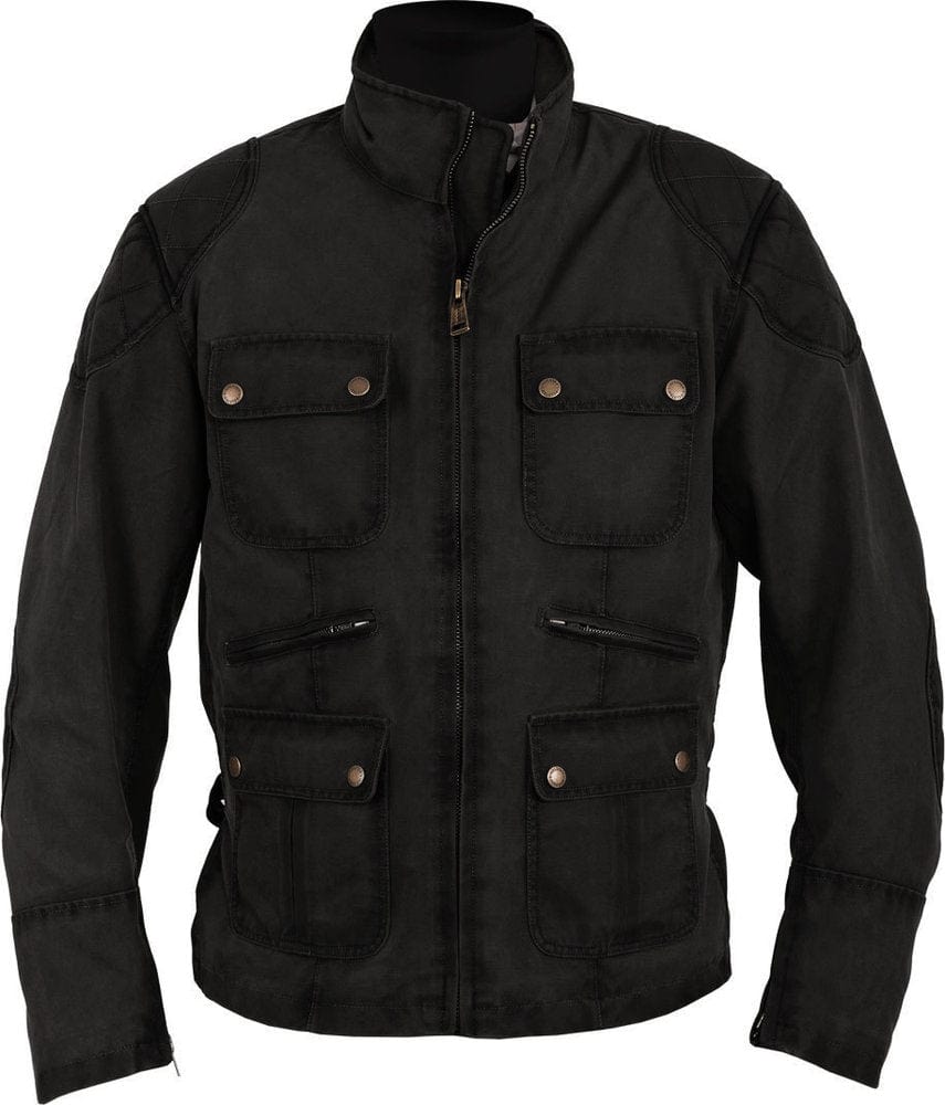 Helstons HELSTONS Small HELSTONS HUNT WAX COTTON TEXTILE MOTORCYCLE JACKET - BLACK