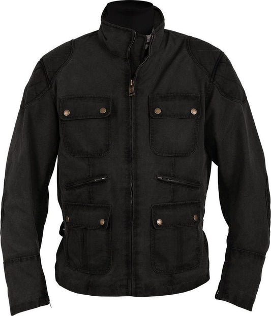 Helstons HELSTONS Small HELSTONS HUNT WAX COTTON TEXTILE MOTORCYCLE JACKET - BLACK