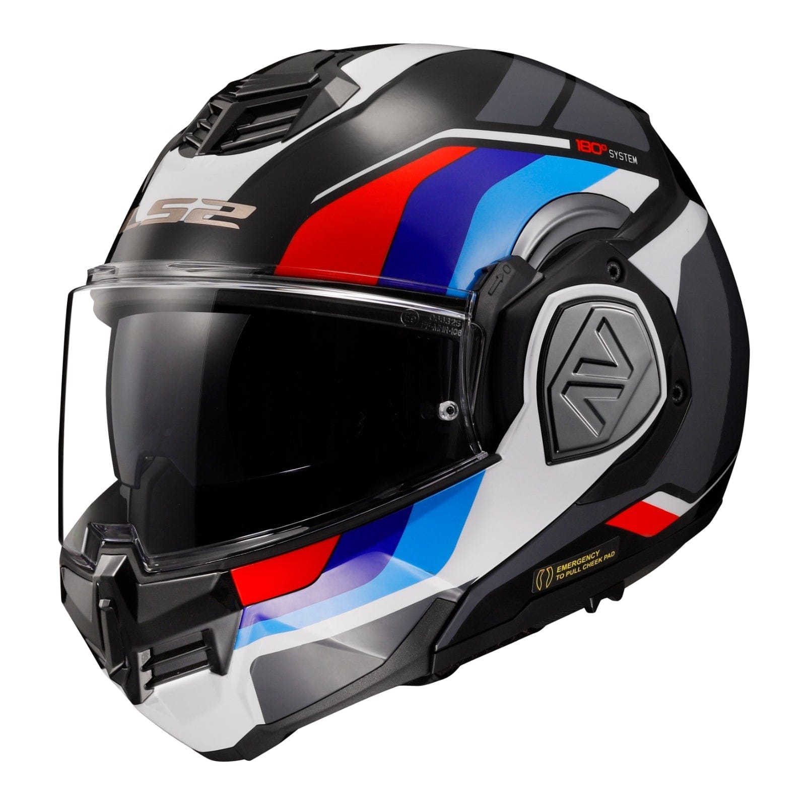 LS2 Helmut Large LS2 FF906 ADVANT SPORT FLIP OVER MODULAR HELMET - BLACK/BLUE/RED - ECE 22.06 (SIZE: LARGE)