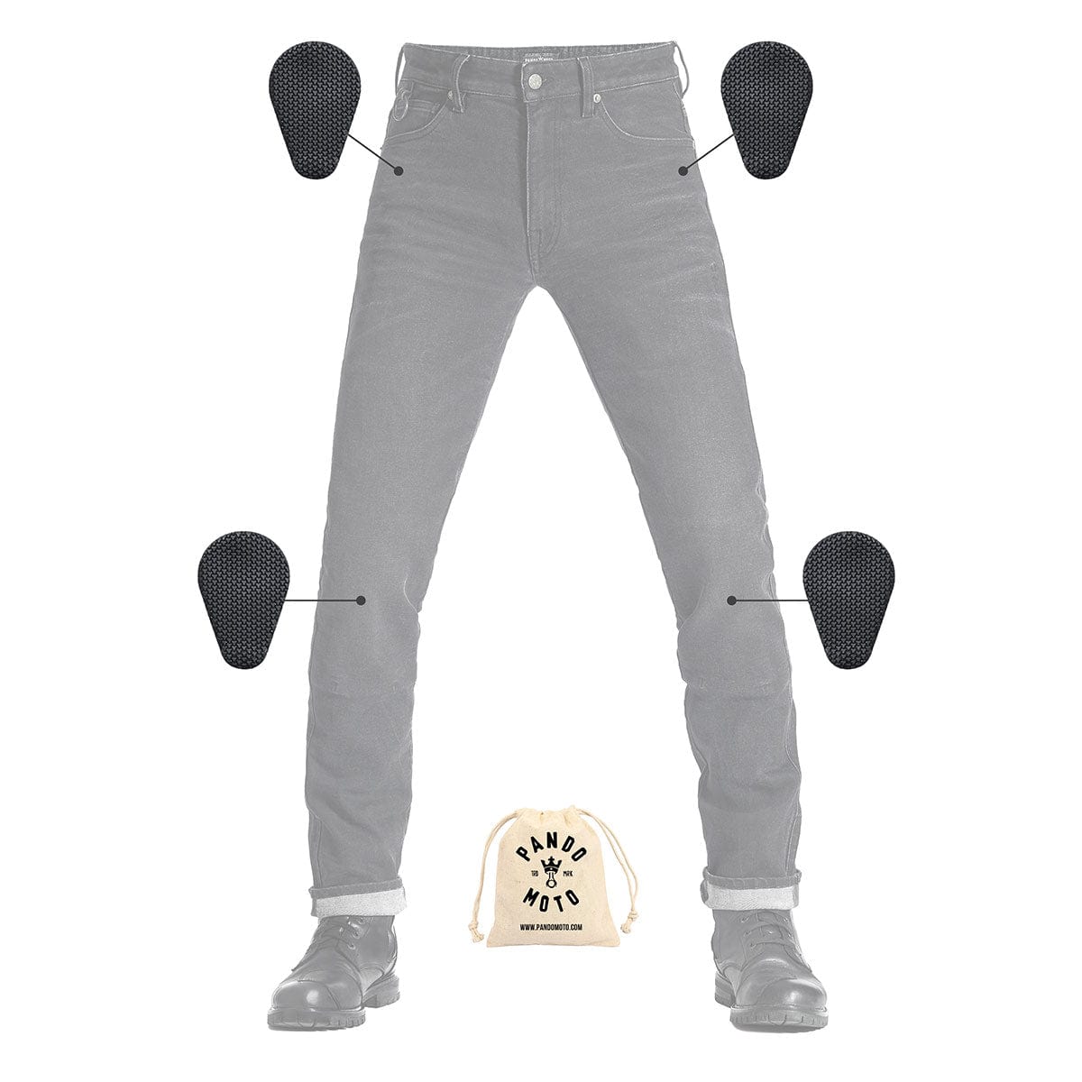 Pando Moto Pando Moto PANDO MOTO ROBBY ARM 01 MEN'S MOTORCYCLE JEANS