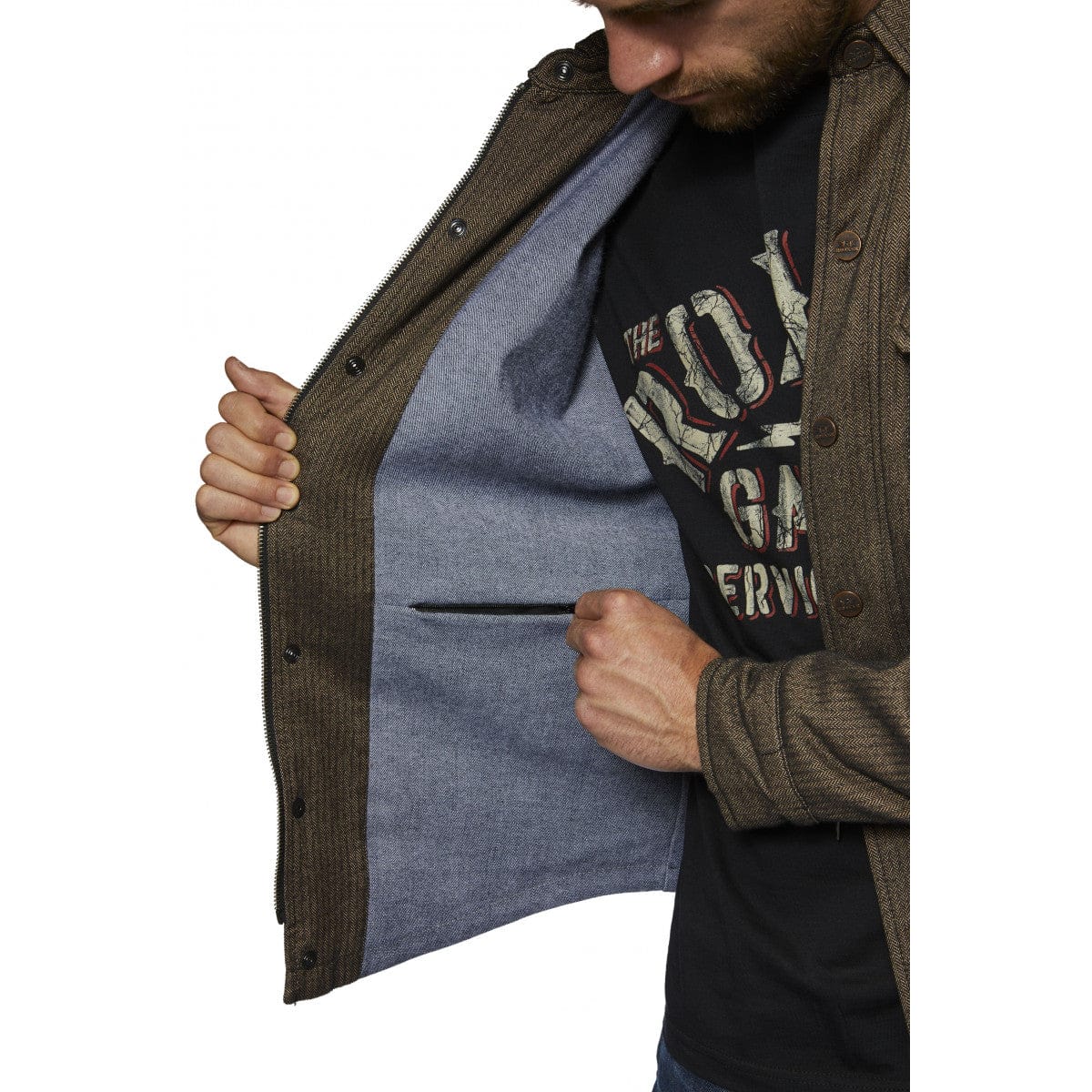 Rokker Rokker ROKKER BOSTON MOTORCYCLE RIDER SHIRT - BROWN